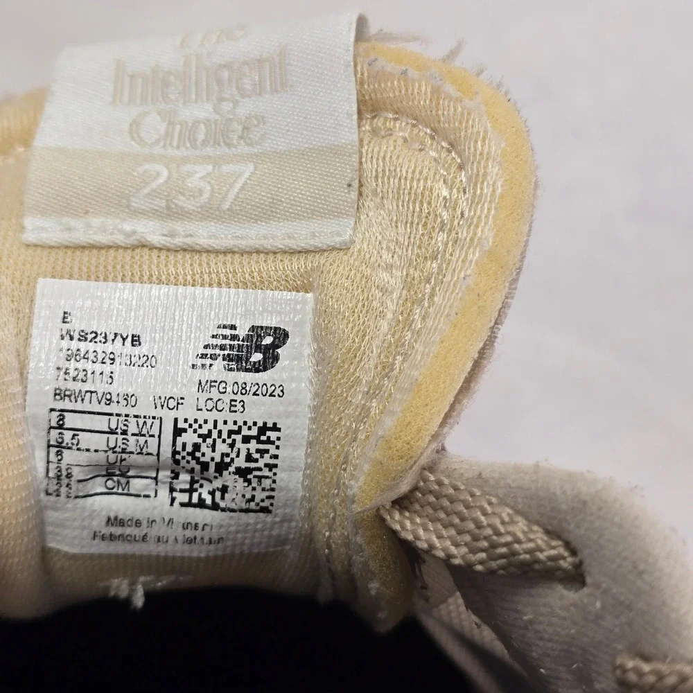 New Balance 237 Casual Fashion Sneakers Beige White Womens Athletic Shoes Size 8